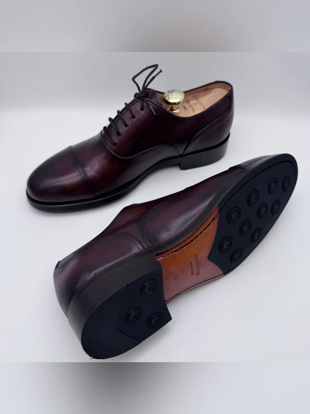 Magnanni Arcade Tabaco Leather Cap Toe Oxford Shoes Men EU 41 US 8 Made In Spain
